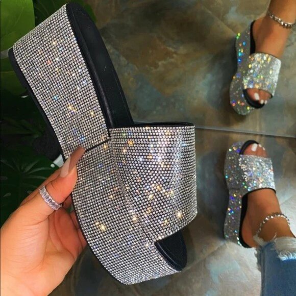 Forever Link Silver Platform Sandals - Picture 1 of 6